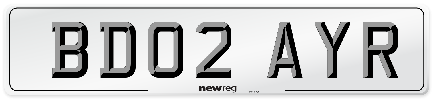 BD02 AYR Number Plate from New Reg
